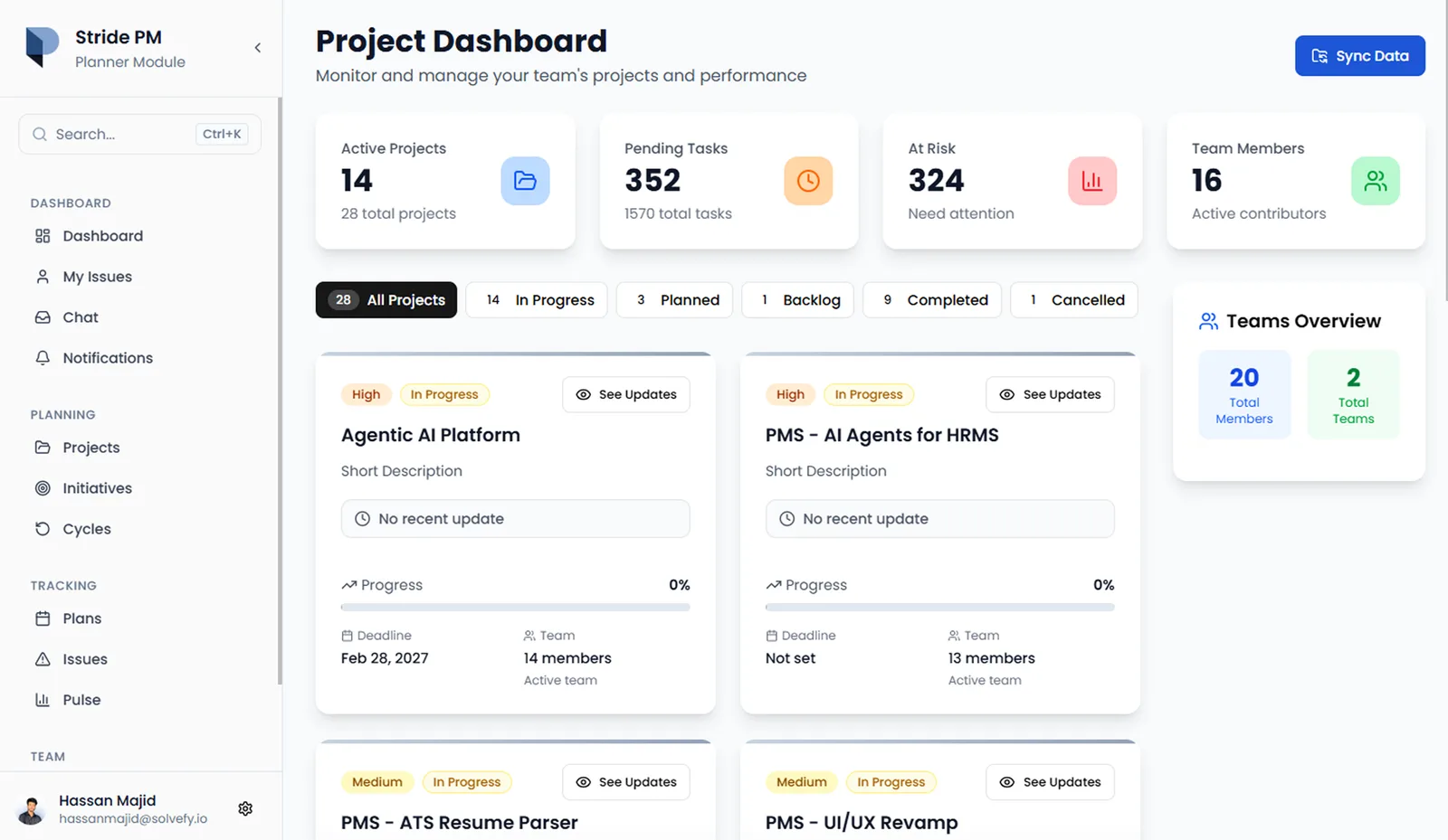 Workefy operations dashboard
